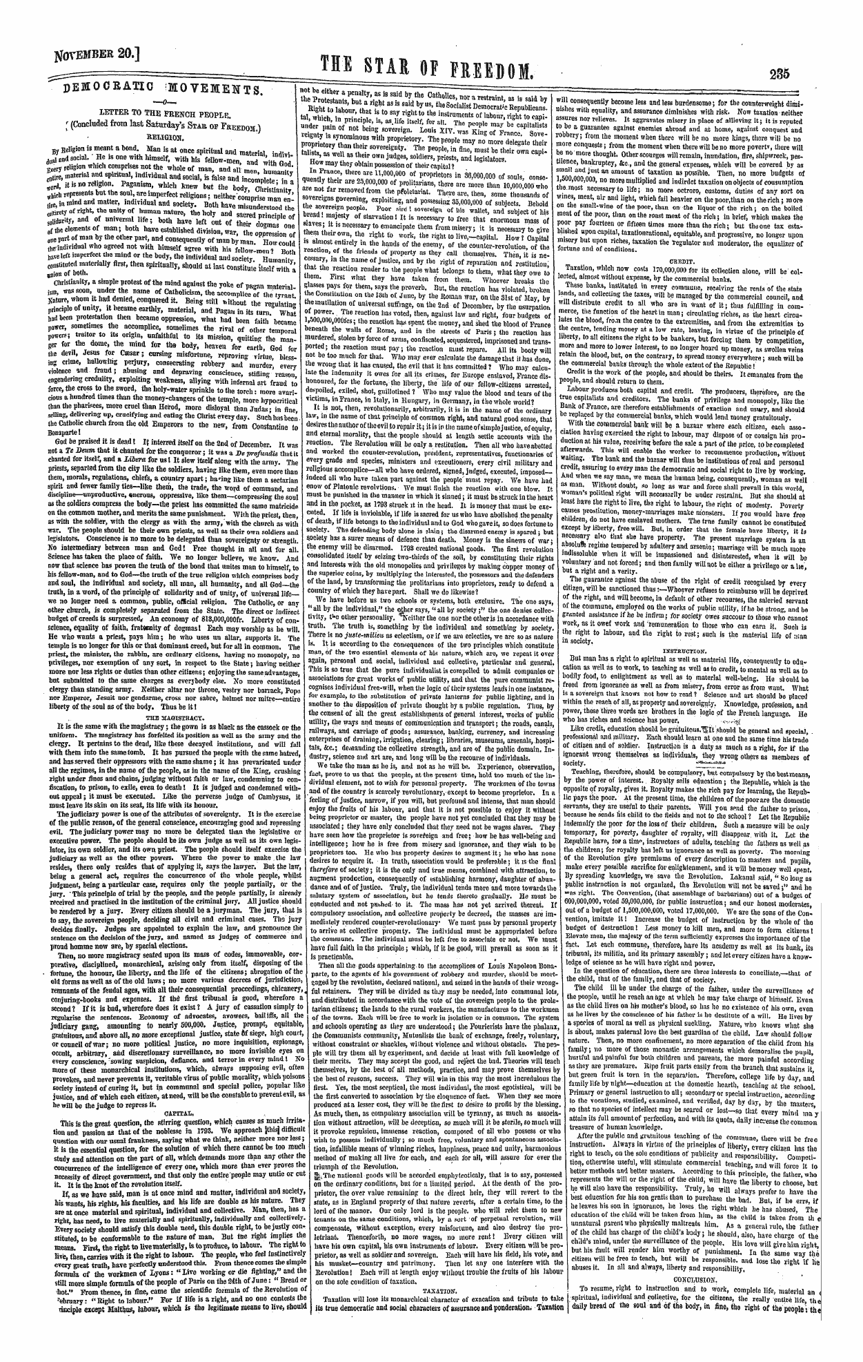 Northern Star (1837-1852): jS F Y, 1st edition - Tlemocratic !Tvrn Vrtvr -P Lo-M ' A " ~~ J)E3koc Ratio Movements.
